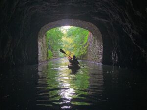 Kayaking through the Union Canal Tunnel in Lebanon, PA.